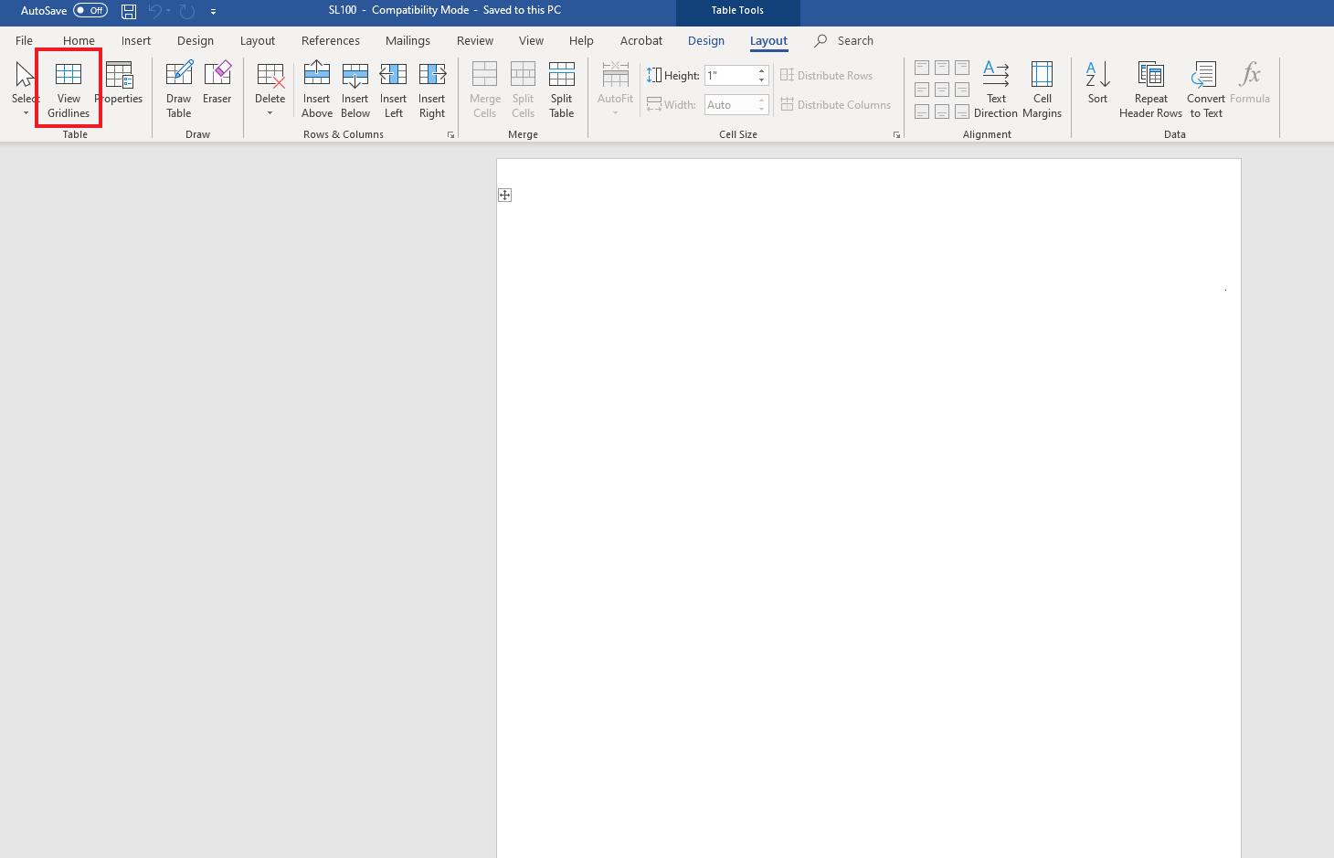 FAQ Turning on Microsoft Word Gridlines